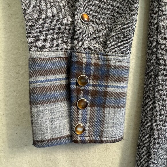 MWG Western Shirt Vintage Pearl Snap Button Size Medium Large - Picture 5 of 9